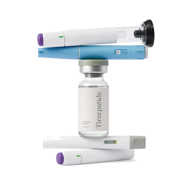 Compounded GLP-1 medication vial with injector pens