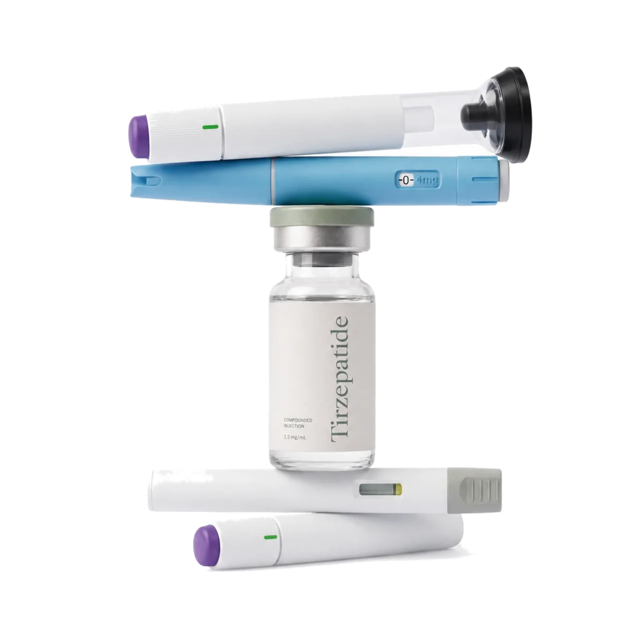 Compounded GLP-1 medication vial with injector pens